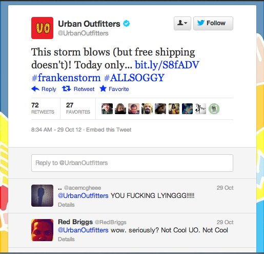 Urban Outfitters tweet